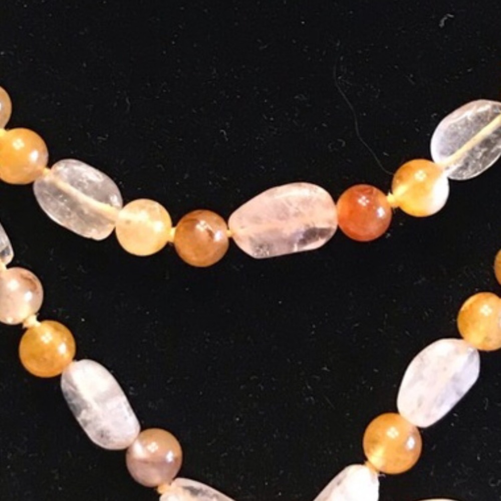 MALA BEAD NECKLACE~ RED ORANGE AGATE,CARNELIAN,BERYL AND QUARTZ - Picture 5 of 11